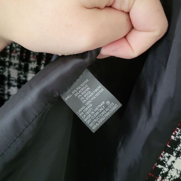 Tahari ASL Woven Jacket Black Red White Plaid Heavy 22W - Picture 5 of 7